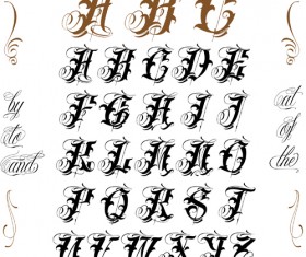 Gothic styles letters vector set