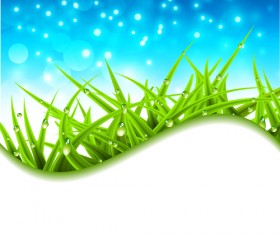 Grass with blue sky spring vectors 07