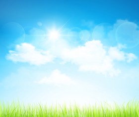 Grass with blue sky spring vectors 10