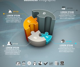 Gray business infographics template vector 01