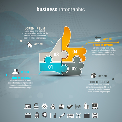 Gray business infographics template vector 02
