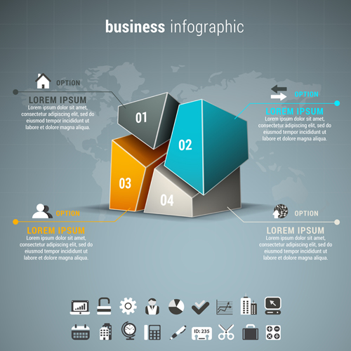 Gray business infographics template vector 03