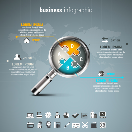Gray business infographics template vector 05