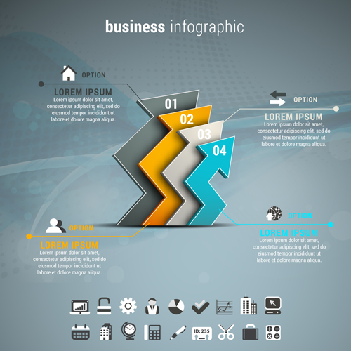 Gray business infographics template vector 06