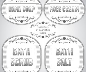 Gray cosmetics labels vectors 01