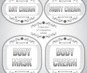 Gray cosmetics labels vectors 03
