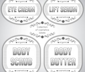 Gray cosmetics labels vectors 04