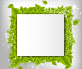 Green leaves frame vectors set 01