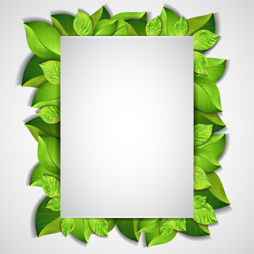 Green leaves frame vectors set 03