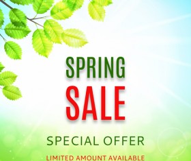 Green spring sale background vector 01