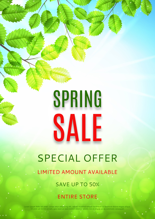 Green spring sale background vector 01