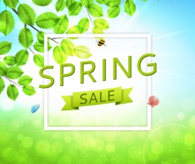Green spring sale background vector 02