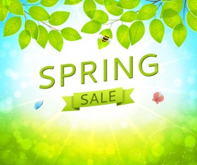 Green spring sale background vector 03
