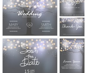 Halation tree with wedding invitation card vector 01