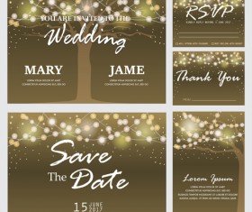 Halation tree with wedding invitation card vector 02