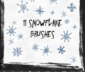 Hand drawn snowflake brushes set