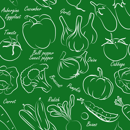 Hand drawn vegetables seamless pattern vector 02