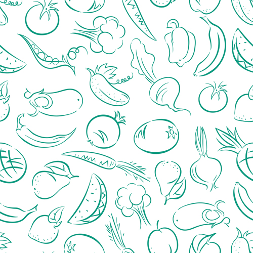 Hand drawn vegetables seamless pattern vector 03