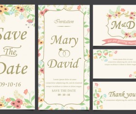 Hand drawn wedding invitation card cute vector 01
