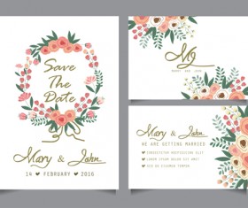 Hand drawn wedding invitation card cute vector 02