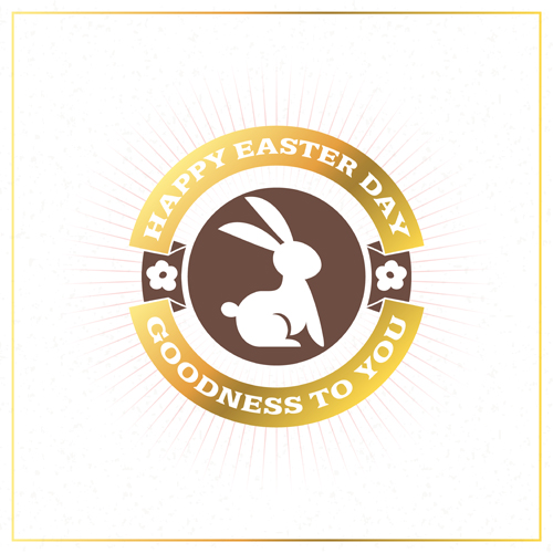 Happy easter badge with rabbit vector
