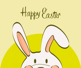 Happy easter card with hand drawn rabbit vector 01