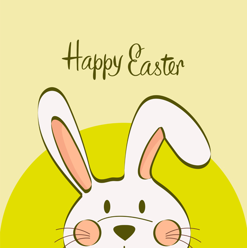 Happy easter card with hand drawn rabbit vector 01