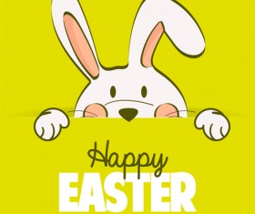 Happy easter card with hand drawn rabbit vector 03