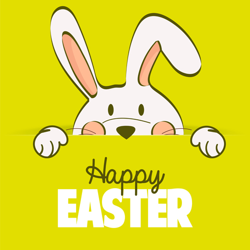 Happy easter card with hand drawn rabbit vector 03
