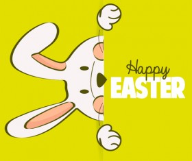 Happy easter card with hand drawn rabbit vector 04