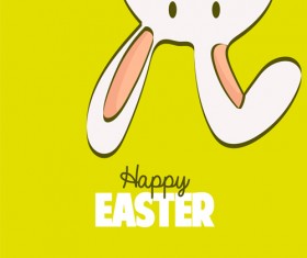 Happy easter card with hand drawn rabbit vector 05