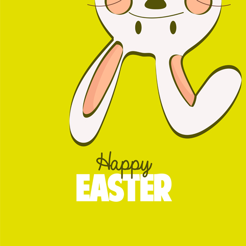 Happy easter card with hand drawn rabbit vector 05