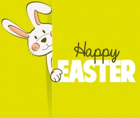 Happy easter card with hand drawn rabbit vector 06