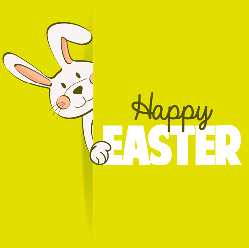 Happy easter card with hand drawn rabbit vector 06