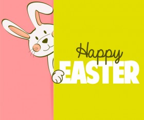 Happy easter card with hand drawn rabbit vector 07