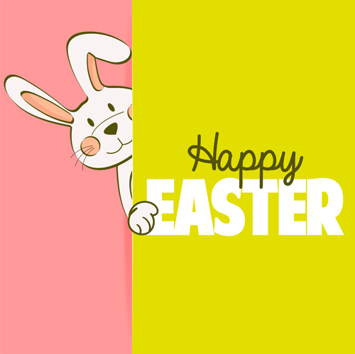 Happy easter card with hand drawn rabbit vector 07