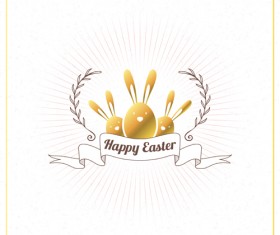 Happy easter ribbon labels vector 01