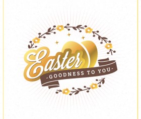 Happy easter ribbon labels vector 02
