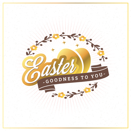 Happy easter ribbon labels vector 02