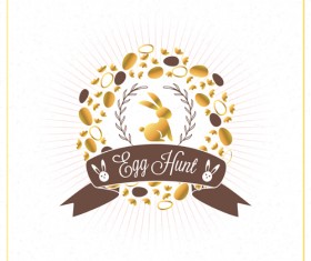 Happy easter ribbon labels vector 03