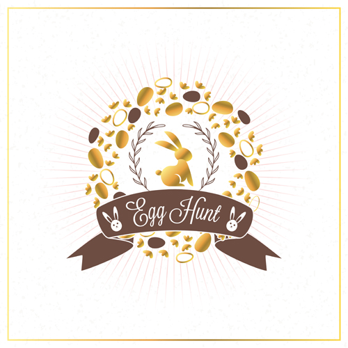 Happy easter ribbon labels vector 03