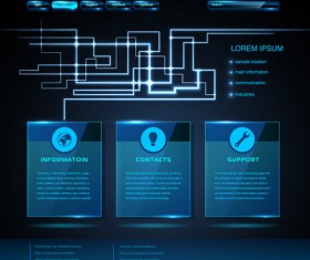 High tech blue website template vector