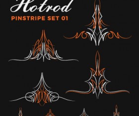 Hotrod pinstripe vector illustration set 01