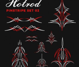 Hotrod pinstripe vector illustration set 02
