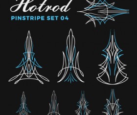 Hotrod pinstripe vector illustration set 04