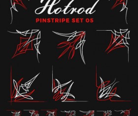 Hotrod pinstripe vector illustration set 05