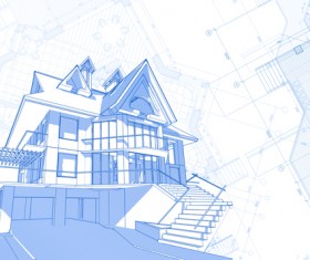 House architecture blueprint vector set 02