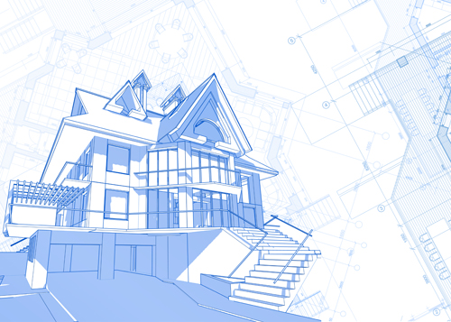 House architecture blueprint vector set 02