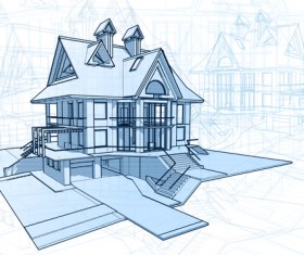 House architecture blueprint vector set 03