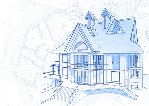 House architecture blueprint vector set 04